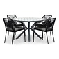LUX outdoor living Cervo Grey/Seville zwart dining tuinset | 4 personen | polywood + touw | 120cm rond