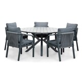 Cervo Grey/Calgary antraciet dining tuinset | 5 personen | polywood + touw | 144cm rond