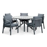 Cervo Grey/Calgary antraciet dining tuinset | 5 personen | polywood + touw | 144cm rond
