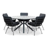 Cervo Grey/Carlos Charcoal dining tuinset | 5 personen | polywood + wicker | 144cm rond