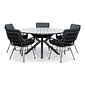LUX outdoor living Cervo Grey/Carlos Charcoal dining tuinset | 5 personen | polywood + wicker | 144cm rond