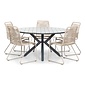 LUX outdoor living Cervo Grey/Gladys zand dining tuinset | 5 personen | polywood + touw | 144cm rond