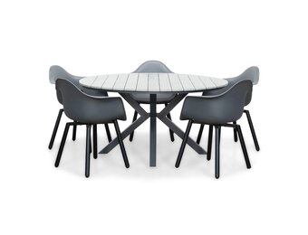 Cervo Grey/Montreux dining tuinset | 5 personen | polywood + kunststof | 144cm rond
