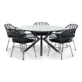 Cervo Grey/Napels dining tuinset | 5 personen | polywood + wicker | 144cm rond