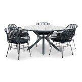 Cervo Grey/Napels dining tuinset | 5 personen | polywood + wicker | 144cm rond