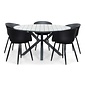 LUX outdoor living Cervo Grey/Rikki zwart dining tuinset | 5 personen | polywood + kunststof | 144cm rond