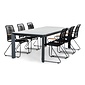 LUX outdoor living Cortona Grey/Gladys zwart dining tuinset | 6 personen | polywood + touw | 220cm