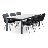 Cortona Grey/Carlos Charcoal dining tuinset | 6 personen | polywood + wicker | 220cm