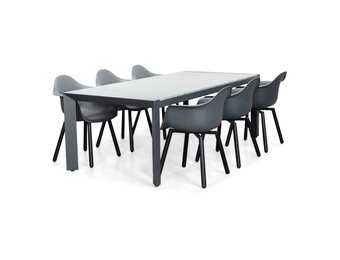 Cortona Grey/Montreux dining tuinset | 6 personen | polywood + kunststof | 220cm