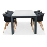Cortona Grey/Rikki houtlook zwart dining tuinset | 6 personen | polywood + kunststof | 220cm