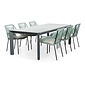 LUX outdoor living Cortona Grey/Seville mint dining tuinset | 6 personen | polywood + touw | 220cm
