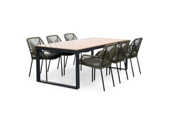 Kampa Natural/Seville olijfgroen dining tuinset | 6 personen | polywood + touw | 210cm