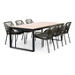 LUX outdoor living Kampa Natural/Seville olijfgroen dining tuinset | 6 personen | polywood + touw | 210cm