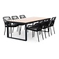 LUX outdoor living Kampa Natural/Seville zwart dining tuinset | 6 personen | polywood + touw | 210cm