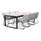 Kampa Natural/Portofino grijs dining tuinset | 6 personen | polywood + touw | 210cm