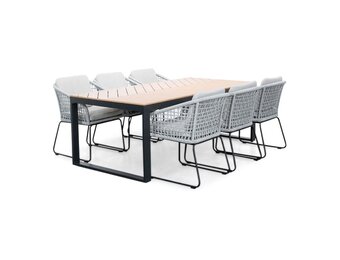 Kampa Natural/Tulum grijs dining tuinset | 6 personen | polywood + touw | 210cm