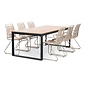 LUX outdoor living Kampa Natural/Gladys zand dining tuinset | 6 personen | polywood + touw | 210cm