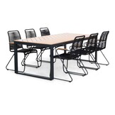 Kampa Natural/Gladys zwart dining tuinset | 6 personen | polywood + touw | 210cm