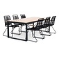 LUX outdoor living Kampa Natural/Gladys zwart dining tuinset | 6 personen | polywood + touw | 210cm