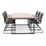 Kampa Natural/Gladys zwart dining tuinset | 6 personen | polywood + touw | 210cm