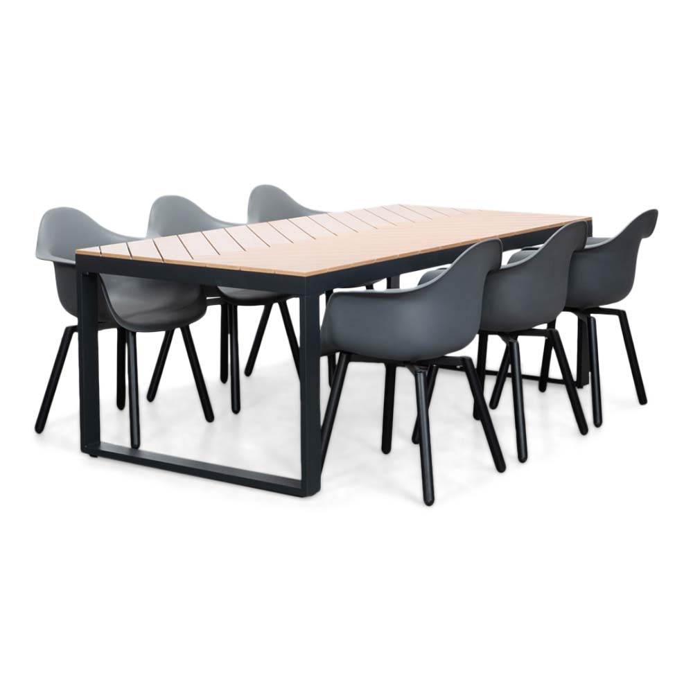 Kampa Natural/Montreux dining tuinset | 6 personen | polywood + kunststof | 210cm afbeelding