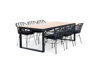 Kampa Natural/Napels dining tuinset | 6 personen | polywood + wicker | 210cm