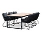 LUX outdoor living Kampa Natural/Portofino zwart dining tuinset | 6 personen | polywood + touw | 210cm