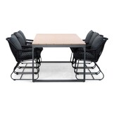 Kampa Natural/Portofino zwart dining tuinset | 6 personen | polywood + touw | 210cm