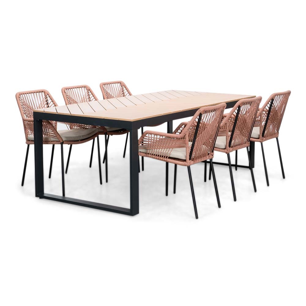 Kampa Natural/Seville terra dining tuinset | 6 personen | polywood + touw | 210cm afbeelding