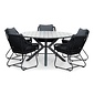 LUX outdoor living Cervo Grey/Portofino zwart dining tuinset | 5 personen | polywood + touw | 144cm