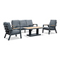 LUX outdoor living Budapest stoel-bank loungeset met verstelbare tafel 5 personen | aluminium + polywood | antraciet | 4-delig