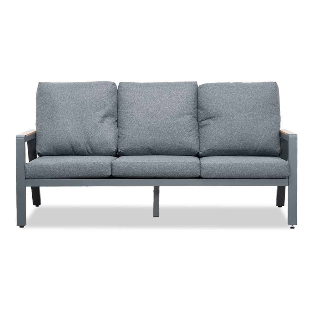 Budapest stoel-bank loungeset met verstelbare tafel 5 personen | aluminium + polywood | antraciet | 4-delig