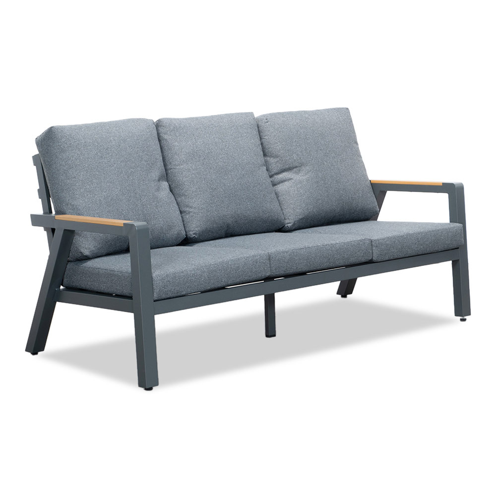 Budapest stoel-bank loungeset met verstelbare tafel 5 personen | aluminium + polywood | antraciet | 4-delig