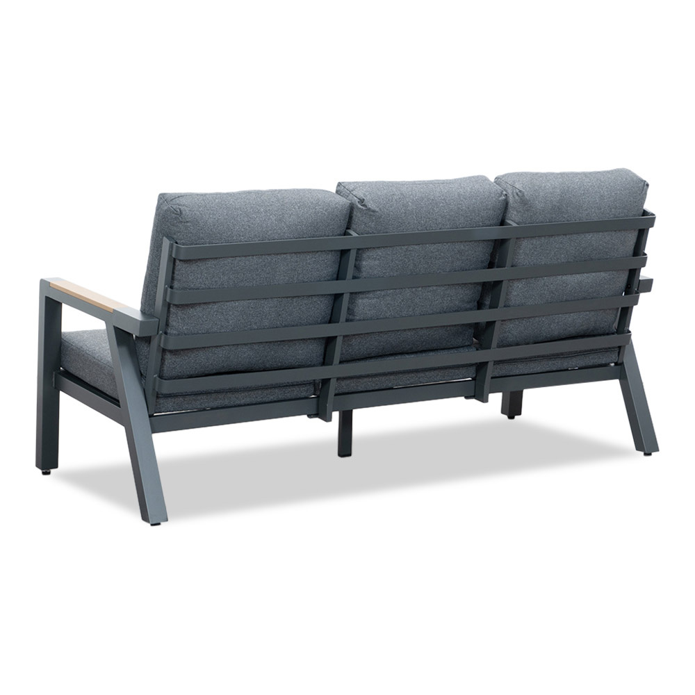 Budapest stoel-bank loungeset met verstelbare tafel 5 personen | aluminium + polywood | antraciet | 4-delig