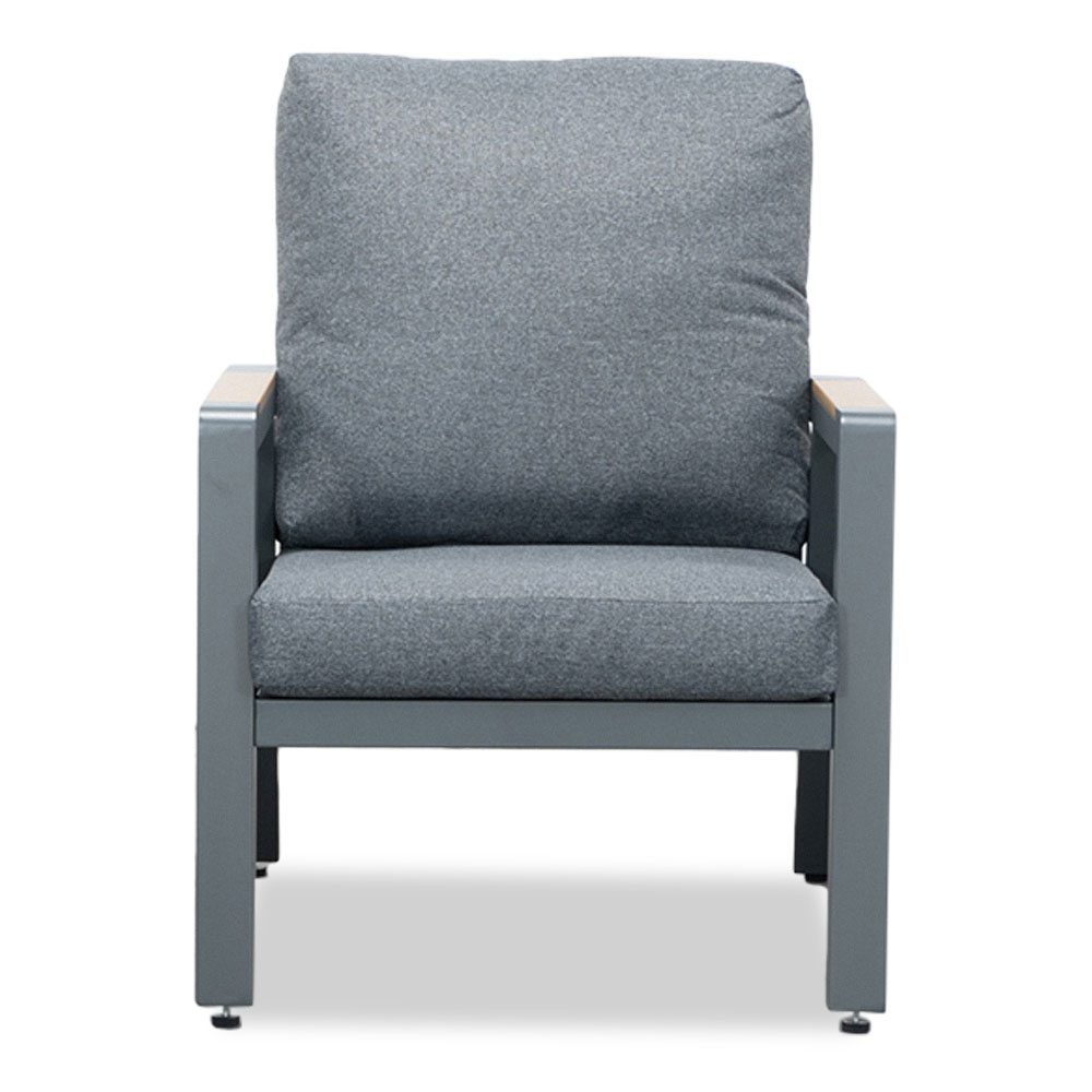 Budapest stoel-bank loungeset met verstelbare tafel 5 personen | aluminium + polywood | antraciet | 4-delig