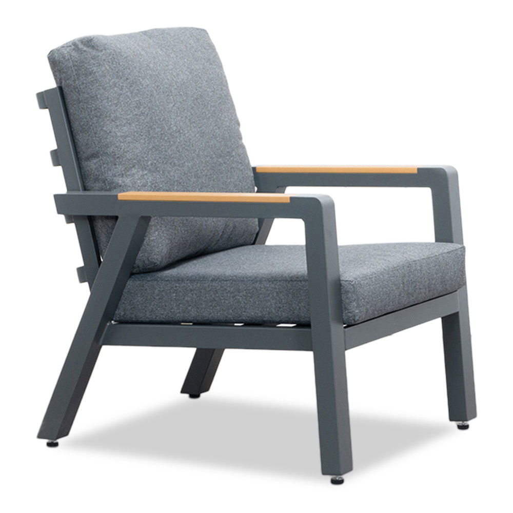 Budapest stoel-bank loungeset met verstelbare tafel 5 personen | aluminium + polywood | antraciet | 4-delig