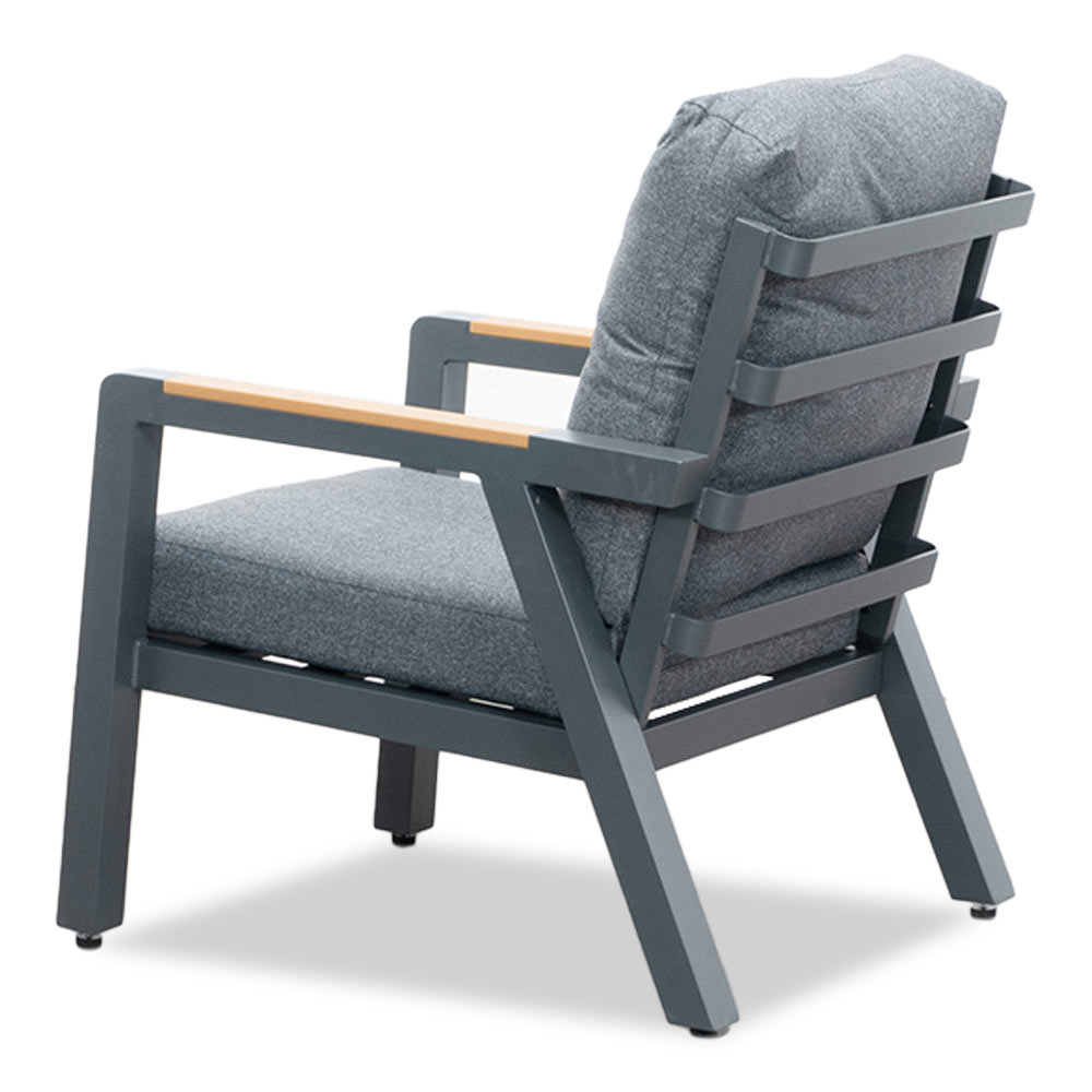 Budapest stoel-bank loungeset met verstelbare tafel 5 personen | aluminium + polywood | antraciet | 4-delig