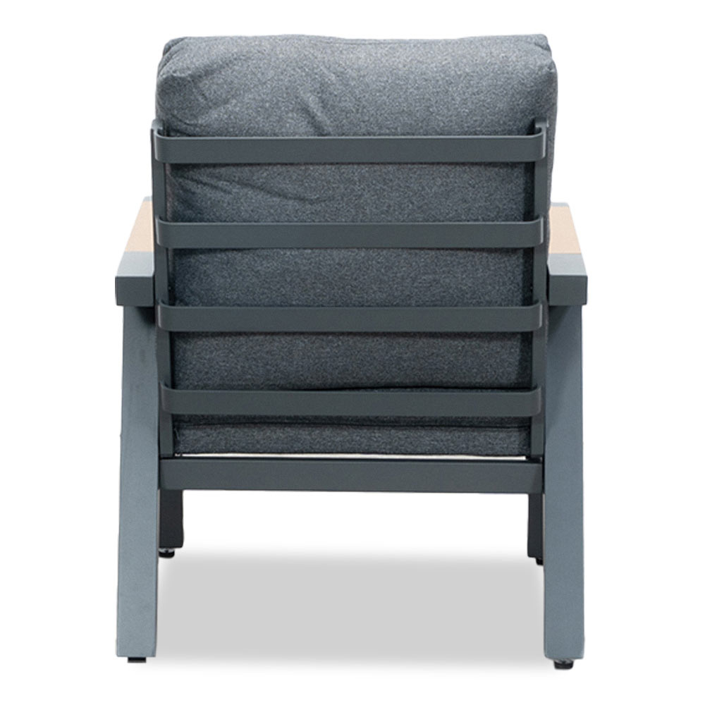 Budapest stoel-bank loungeset met verstelbare tafel 5 personen | aluminium + polywood | antraciet | 4-delig