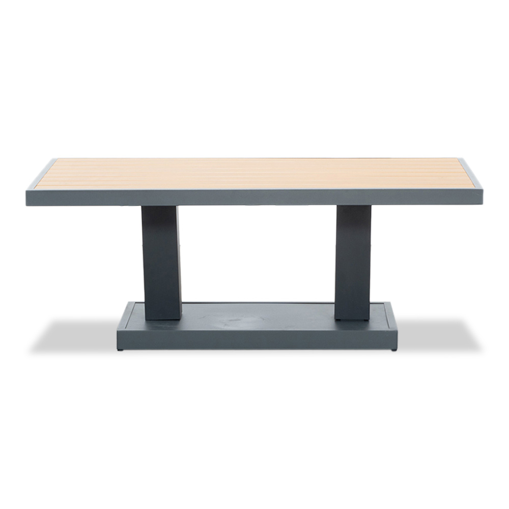 Budapest stoel-bank loungeset met verstelbare tafel 5 personen | aluminium + polywood | antraciet | 4-delig