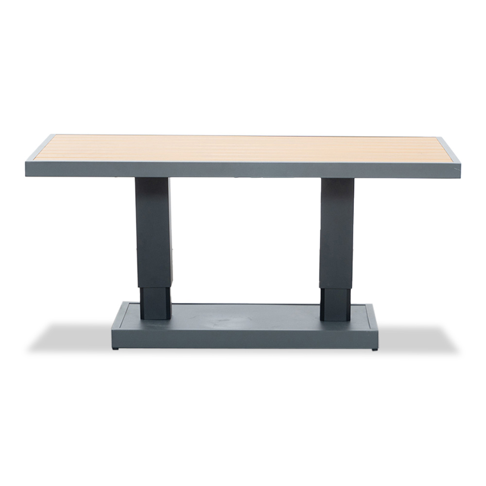 Budapest stoel-bank loungeset met verstelbare tafel 5 personen | aluminium + polywood | antraciet | 4-delig