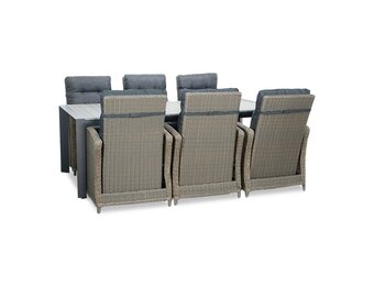 Cortona Grey/Bilbao dining tuinset | 6 personen | polywood + wicker | 220cm