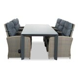 Cortona Grey/Bilbao dining tuinset | 6 personen | polywood + wicker | 220cm