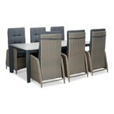 Cortona Grey/Rennes dining tuinset | 6 personen | polywood + wicker | 220cm