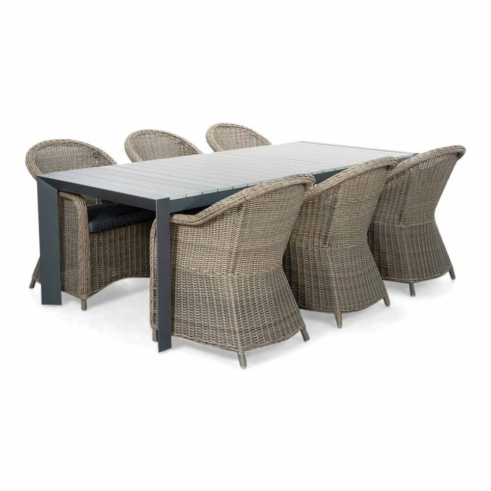 Cortona Grey/Toulouse dining tuinset | 6 personen | polywood + aluminium | 220cm