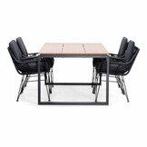 Helsinki Natural/Carlos Charcoal dining tuinset | 4 personen | polywood + wicker | 160cm