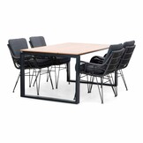 Helsinki Natural/Carlos Charcoal dining tuinset | 4 personen | polywood + wicker | 160cm