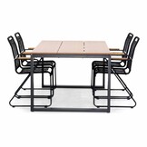 Helsinki Natural/Gladys zwart dining tuinset | 4 personen | polywood + touw | 160cm