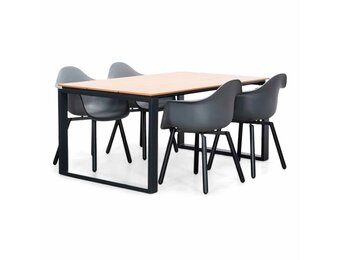 Helsinki Natural/Montreux dining tuinset | 4 personen | polywood + kunststof | 160cm