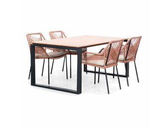 Helsinki Natural/Seville terra dining tuinset | 4 personen | polywood + touw | 160cm