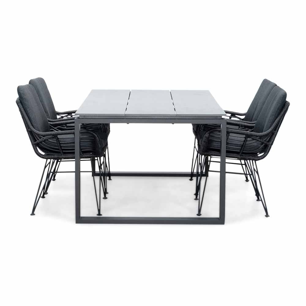 Helsinki Grey/Carlos Charcoal dining tuinset | 4 personen | polywood + wicker | 160cm
